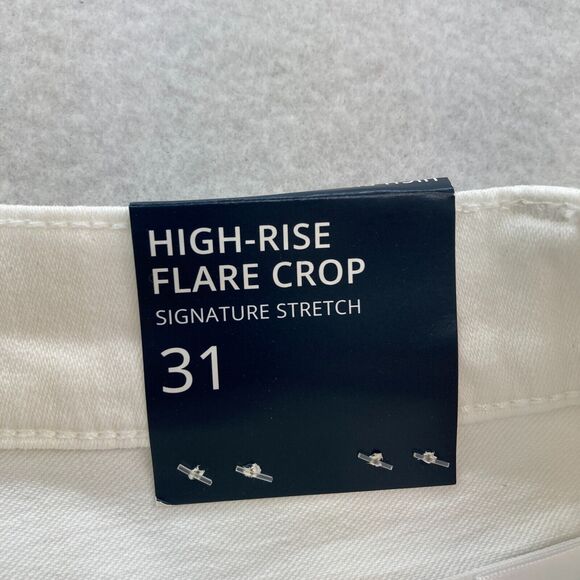 J.Crew Jeans Women's 31 High Rise Flare Crop White Denim‎ Signature Stretch NWT - Picture 6 of 14